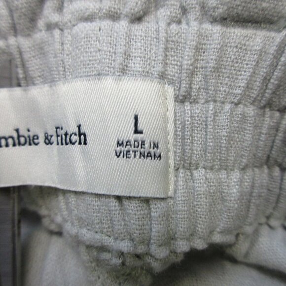 Abercrombie & Fitch Paperbag Shorts Women L Gray Linen Blend Belted Summer 284 - Picture 4 of 12